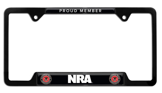 National Rifle Association NRA Proud Member Open Black License Plate Frame