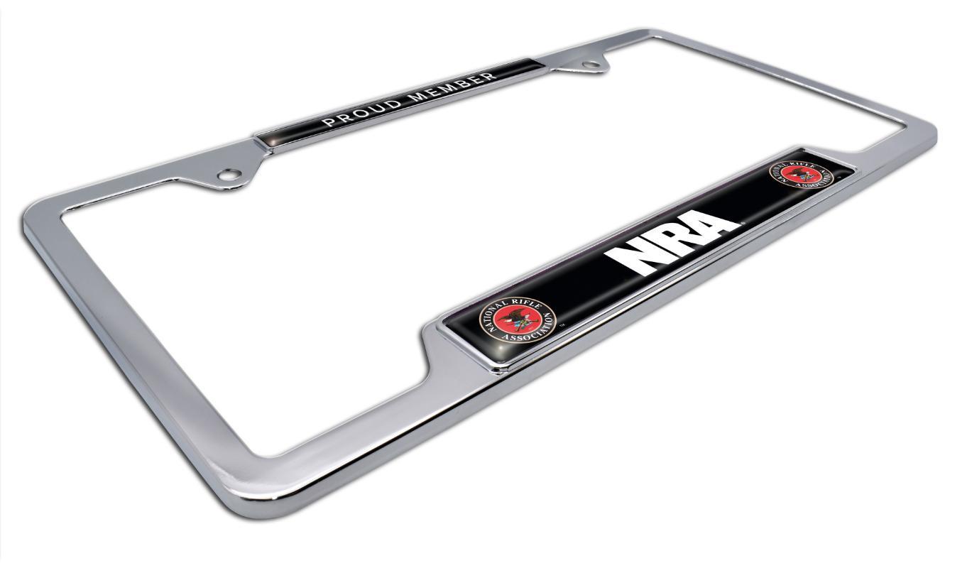 National Rifle Association NRA Proud Member Open Chrome License Plate Frame