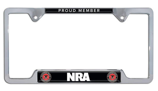 National Rifle Association NRA Proud Member Open Chrome License Plate Frame