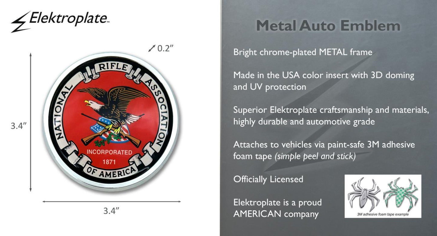 National Rifle Association NRA 3.25" x 3.25" Chrome Auto Emblem