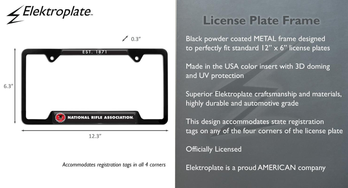 National Rifle Association NRA Heritage 1871 Open Black License Plate Frame