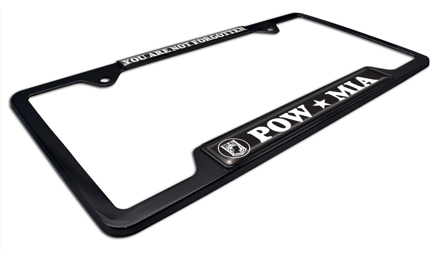 POW / MIA Black Open Metal License Plate Frame