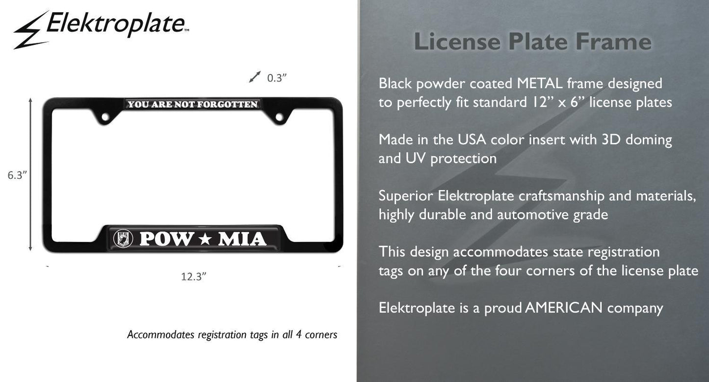 POW / MIA Black Open Metal License Plate Frame
