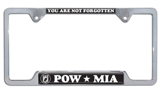 POW / MIA Chrome Open Metal License Plate Frame