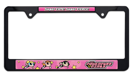 Powerpuff Girls Cute and Fierce Black Metal Standard License Plate Frame