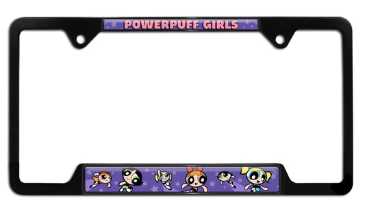Powerpuff Girls Black Metal Open Corners License Plate Frame