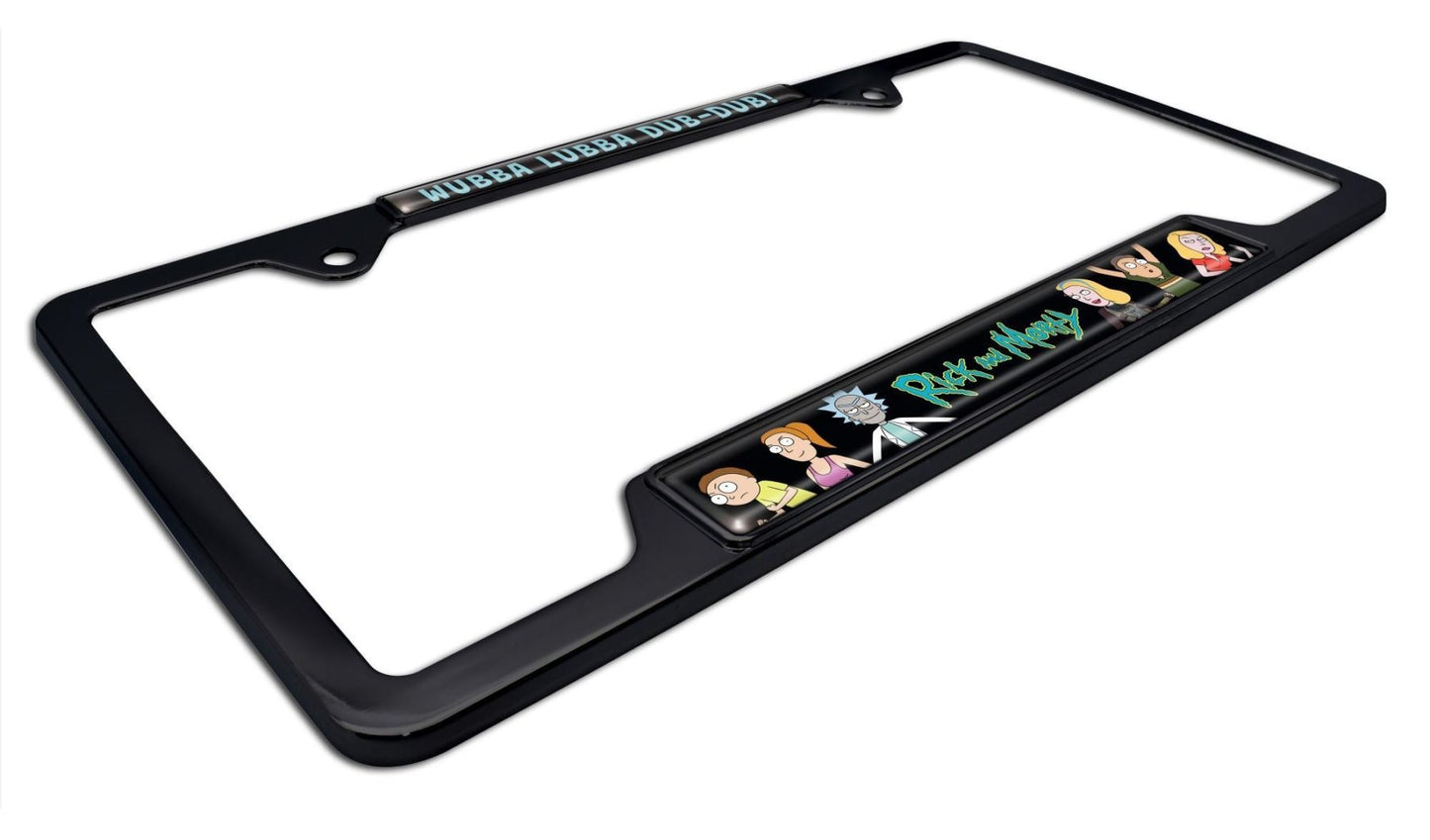 Rick and Morty Black Open Metal License Plate Frame