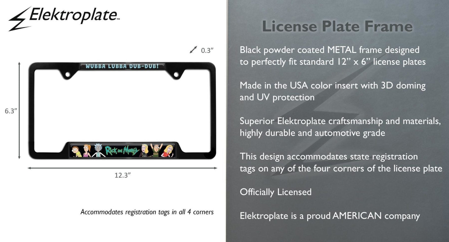 Rick and Morty Black Open Metal License Plate Frame