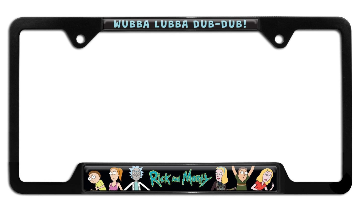 Rick and Morty Black Open Metal License Plate Frame