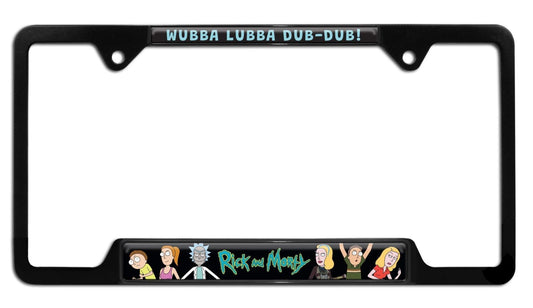 Rick and Morty Black Open Metal License Plate Frame