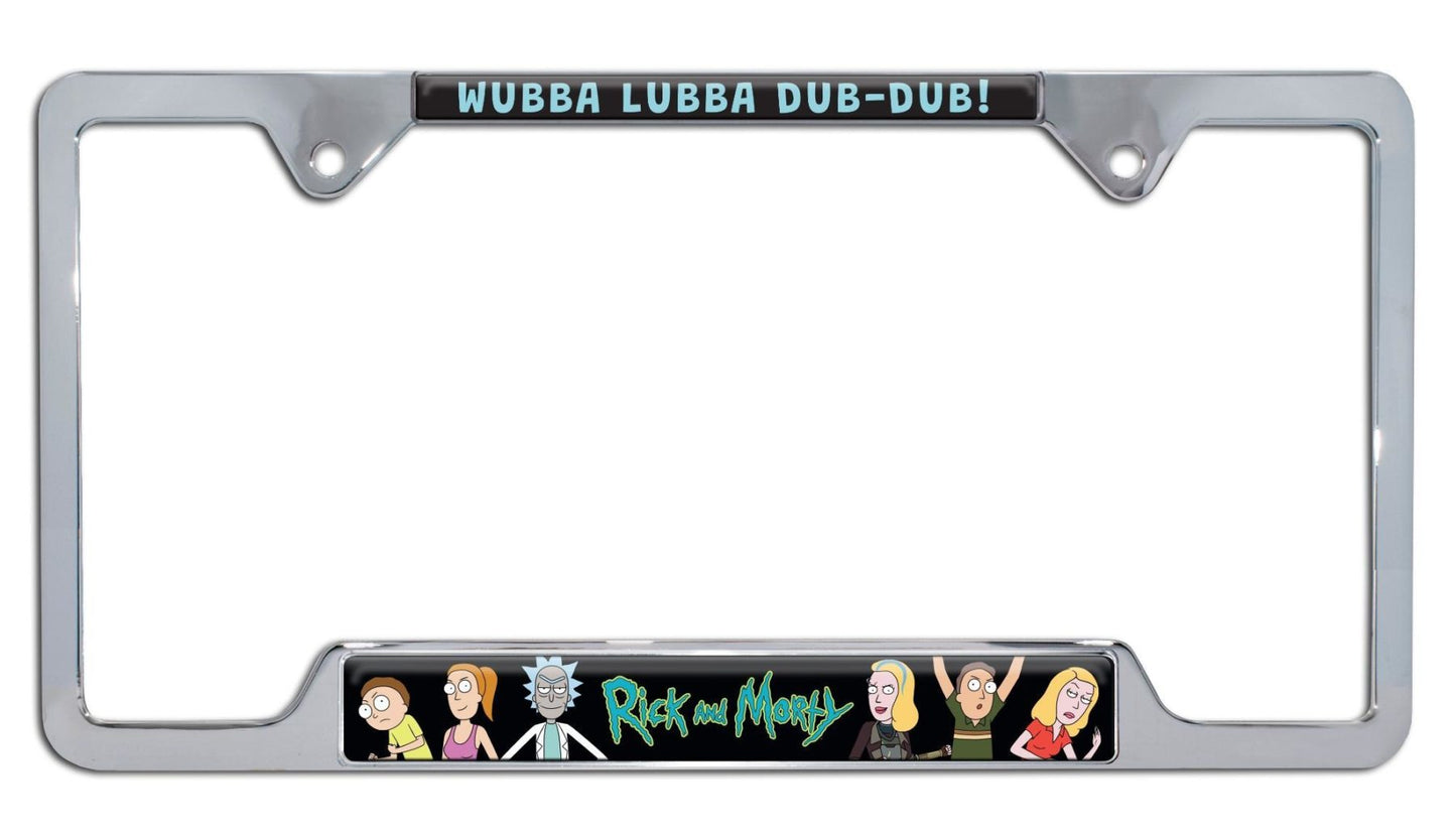 Rick and Morty Chrome Open Metal License Plate Frame