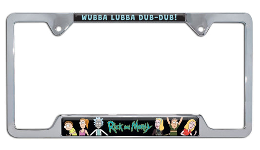 Rick and Morty Chrome Open Metal License Plate Frame