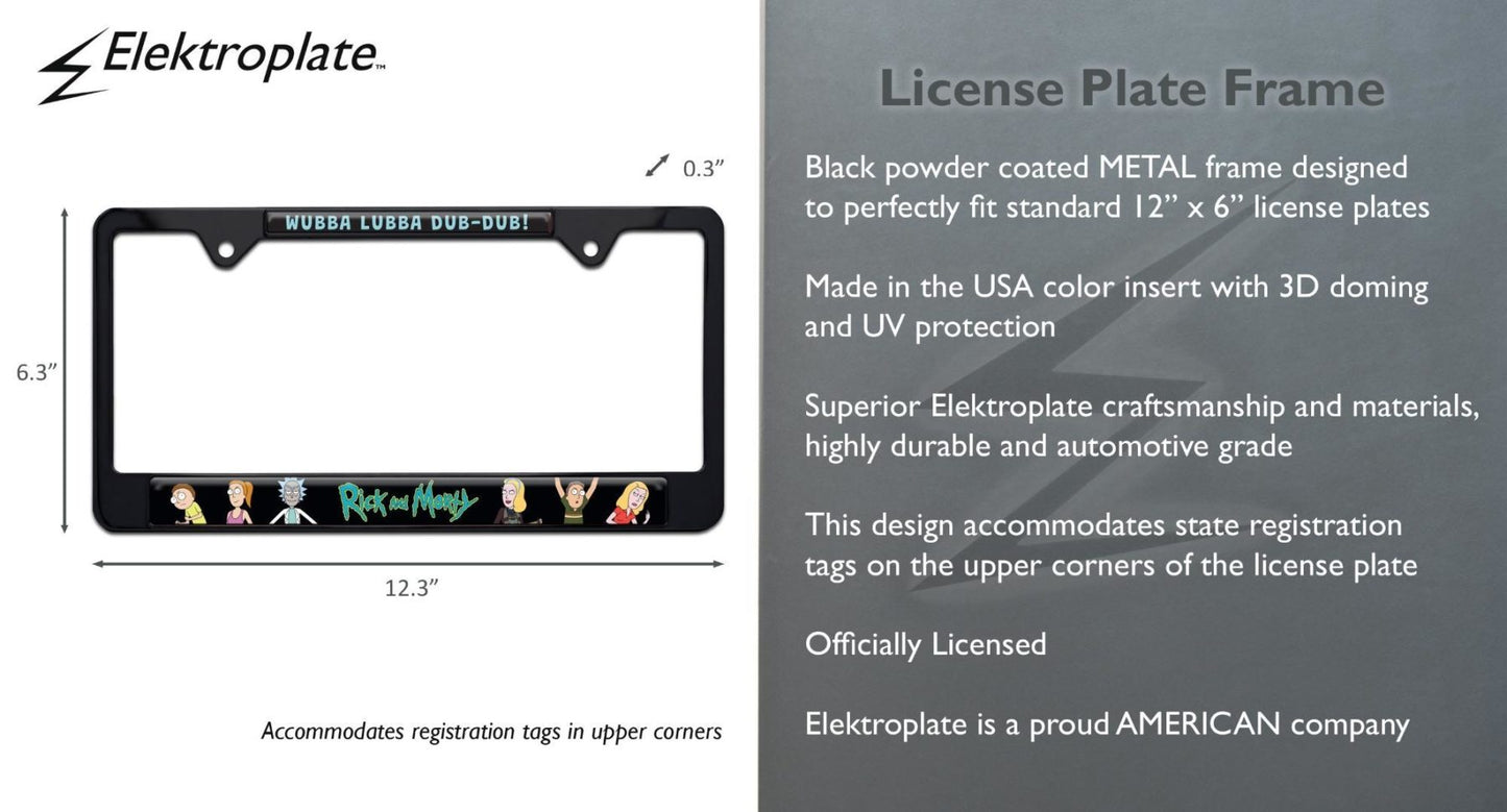 Rick and Morty Black Metal License Plate Frame