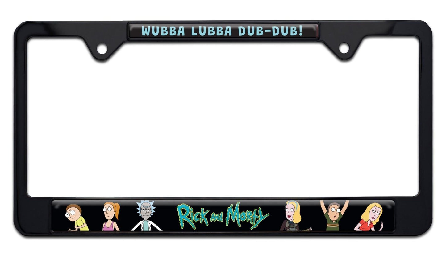 Rick and Morty Black Metal License Plate Frame