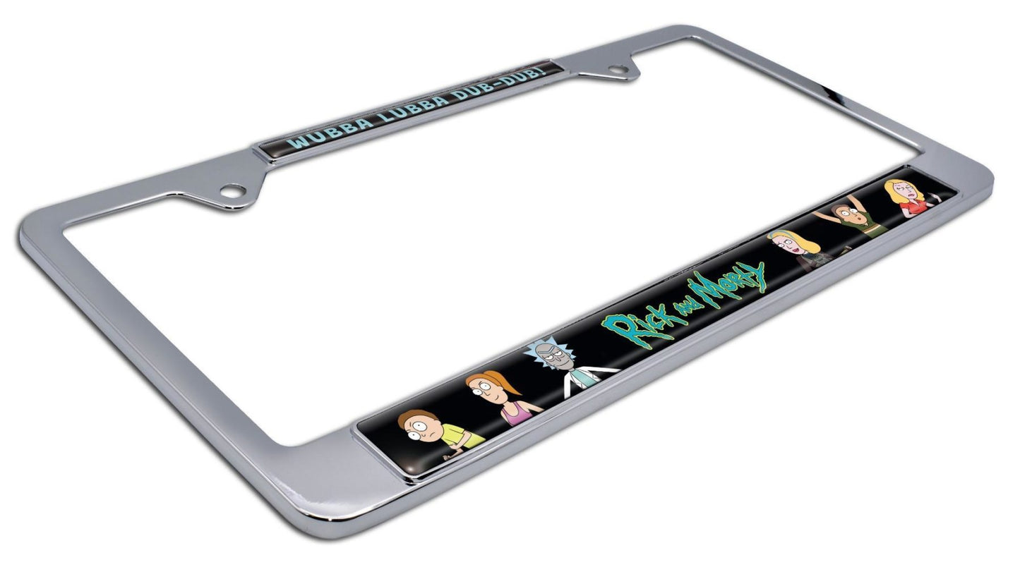 Rick and Morty Chrome Metal License Plate Frame