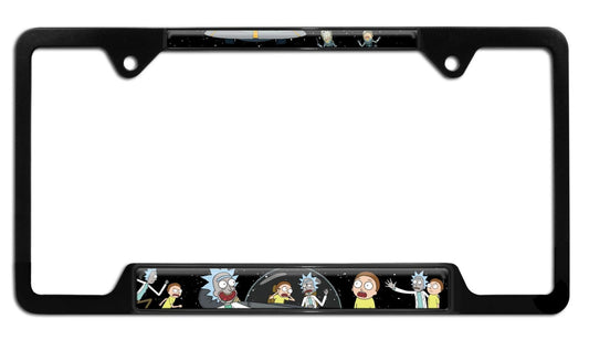 Rick and Morty Space Black Open Metal License Plate Frame