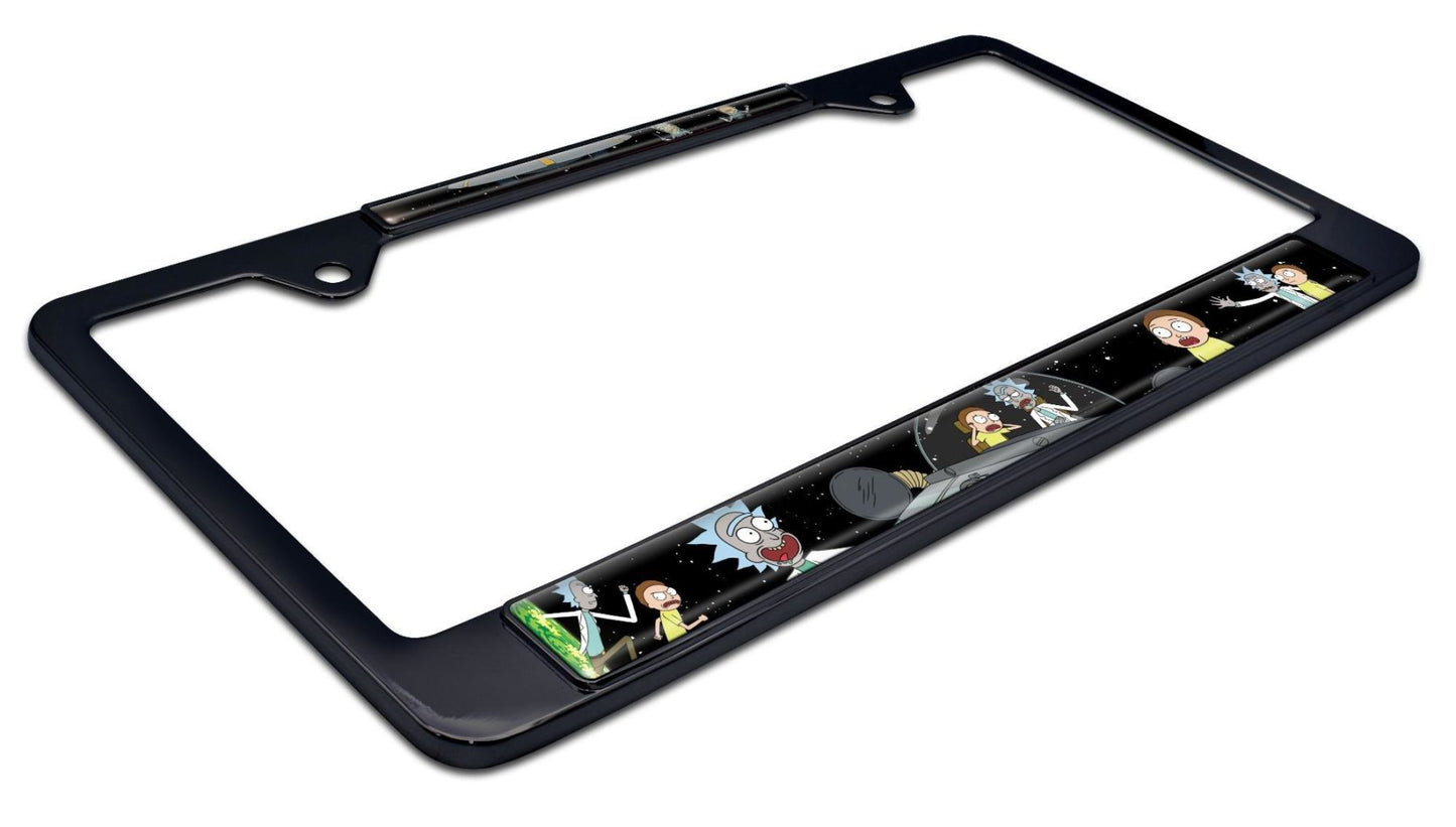 Rick and Morty Space Black Metal License Plate Frame