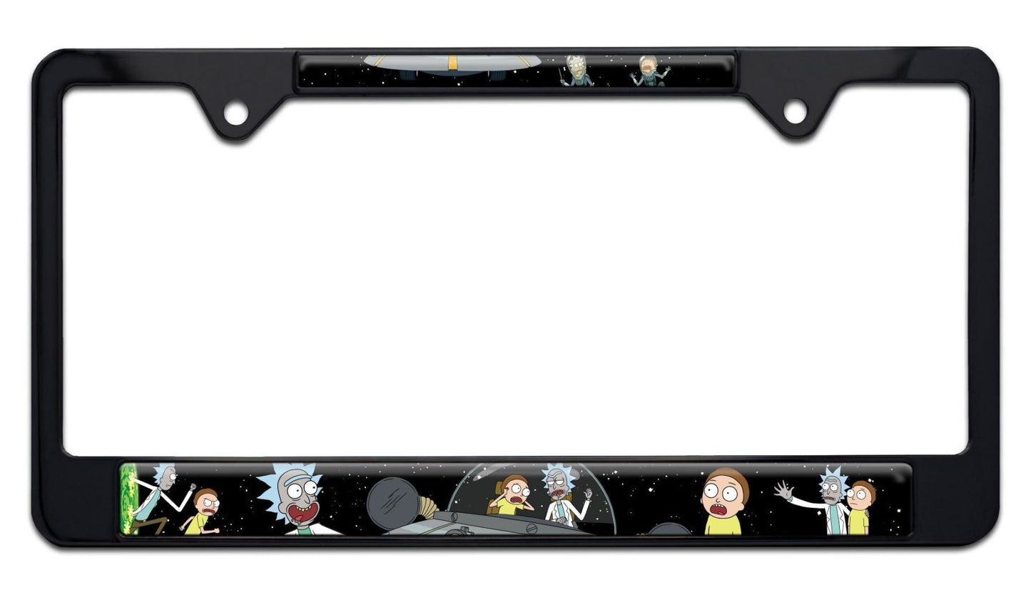 Rick and Morty Space Black Metal License Plate Frame