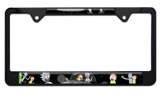 Rick and Morty Space Black Metal License Plate Frame