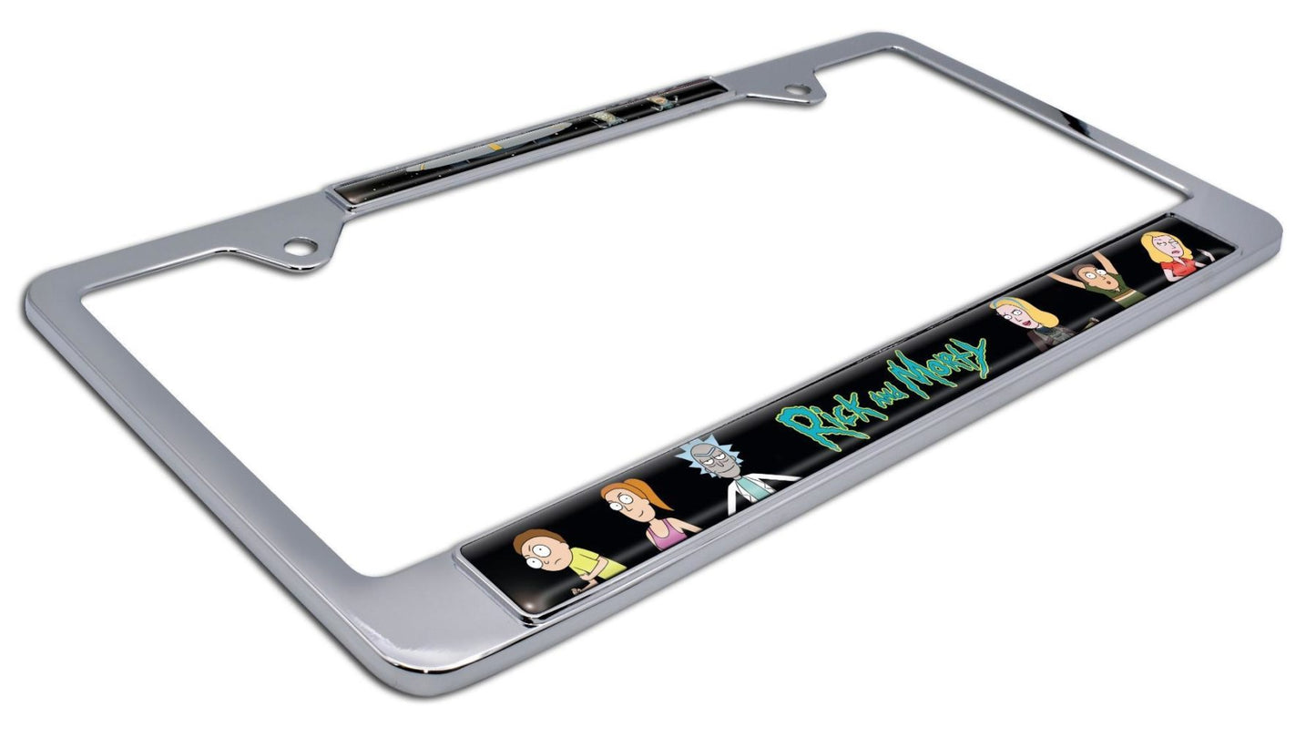 Rick and Morty Space Chrome Metal License Plate Frame