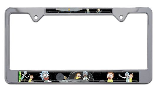 Rick and Morty Space Chrome Metal License Plate Frame
