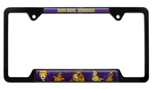 Scooby & Shaggy Black Metal Open Corners License Plate Frame