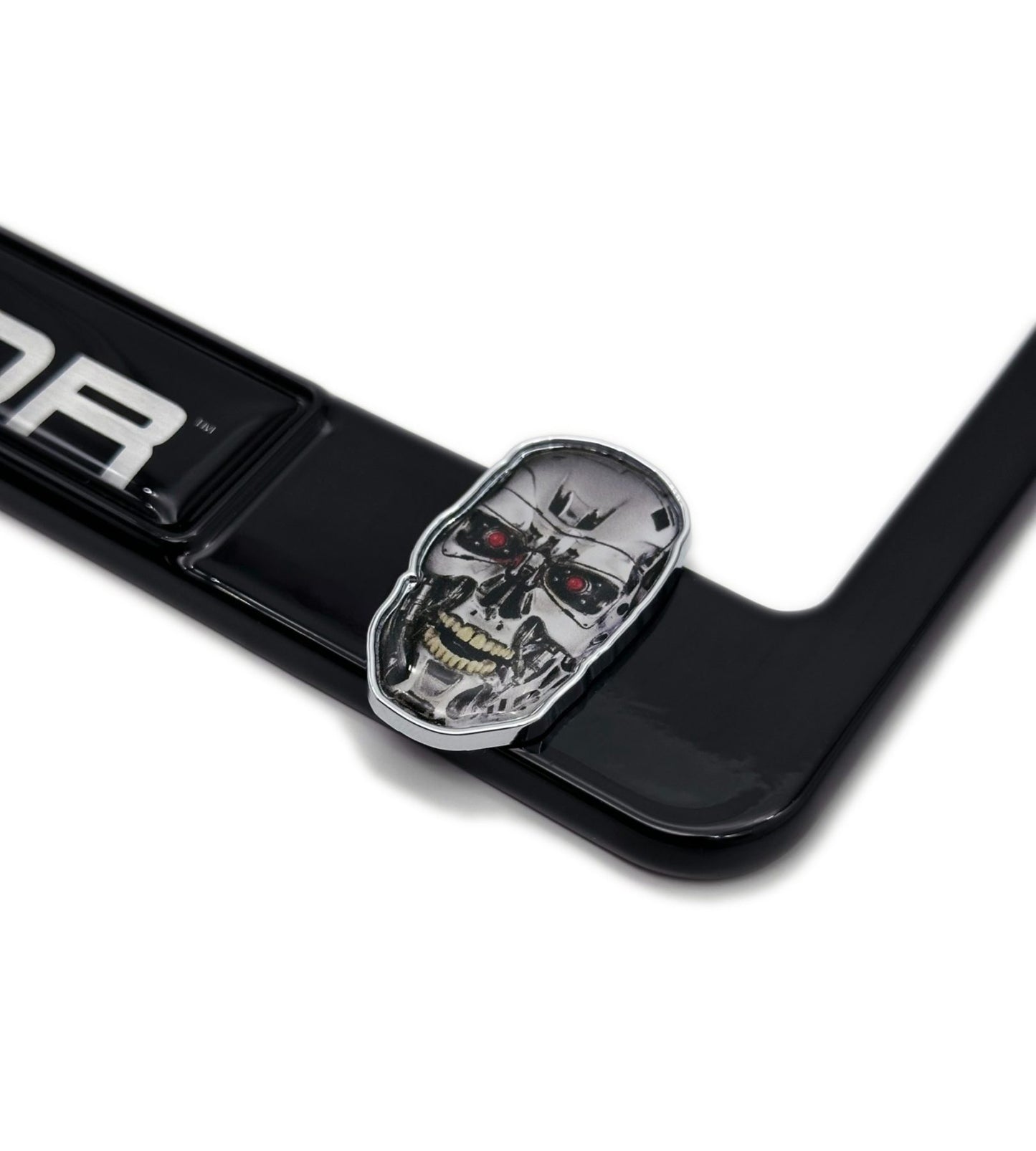 Terminator T-800 3D Black Metal License Plate Frame