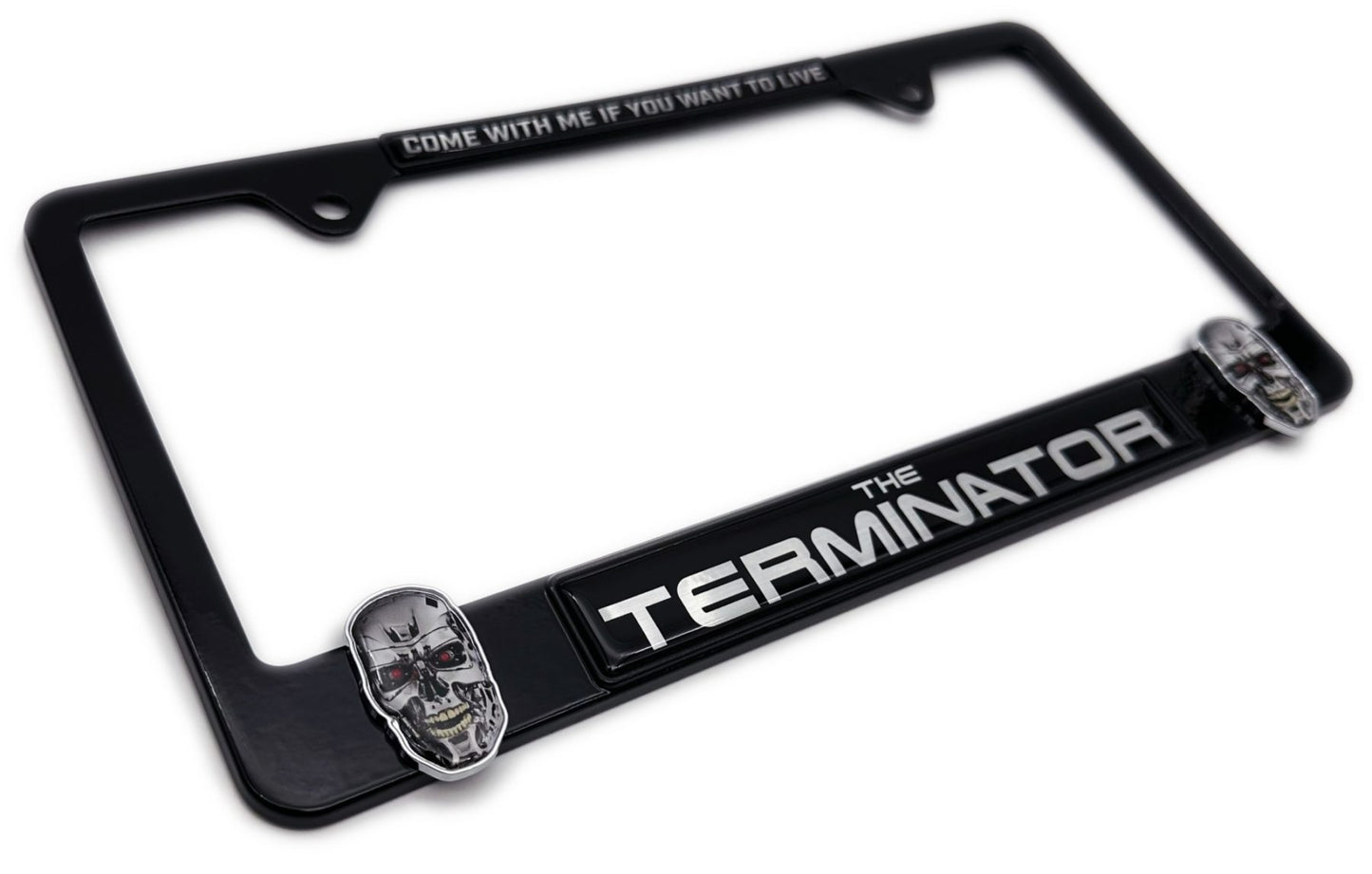 Terminator "Come With Me" 3D Black Metal License Plate Frame