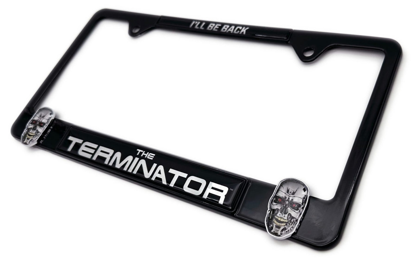 Terminator "I'll Be Back" 3D Black Metal License Plate Frame