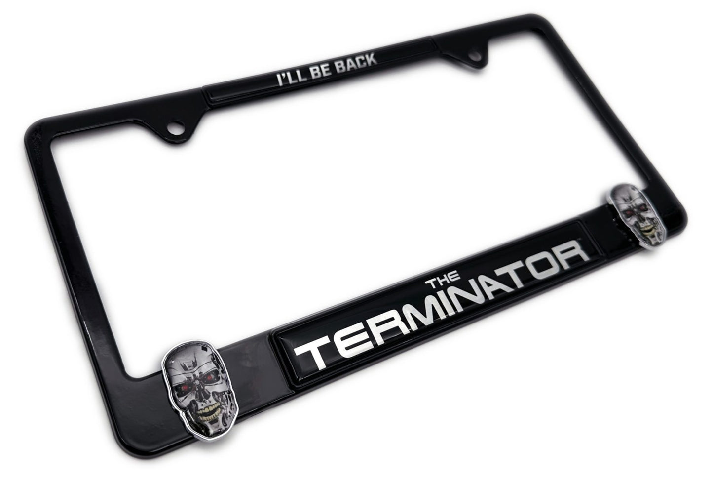 Terminator "I'll Be Back" 3D Black Metal License Plate Frame