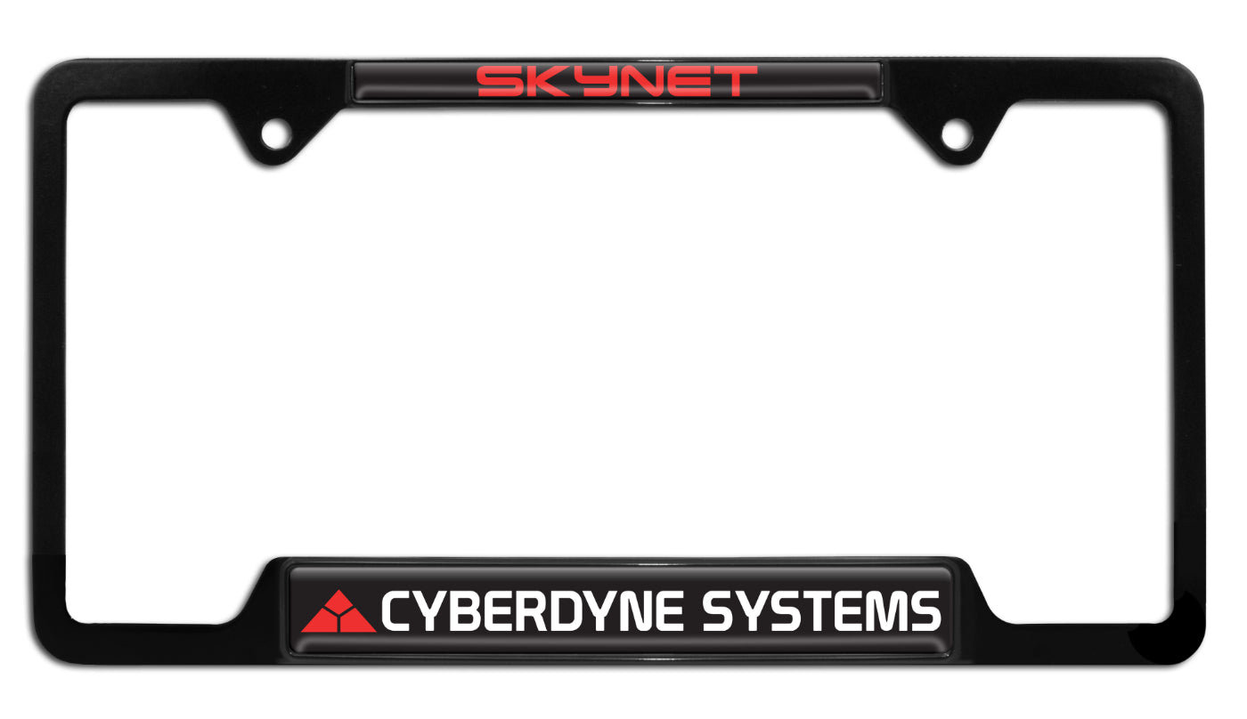 Terminator Cyberdyne Systems Open Black Metal License Plate Frame
