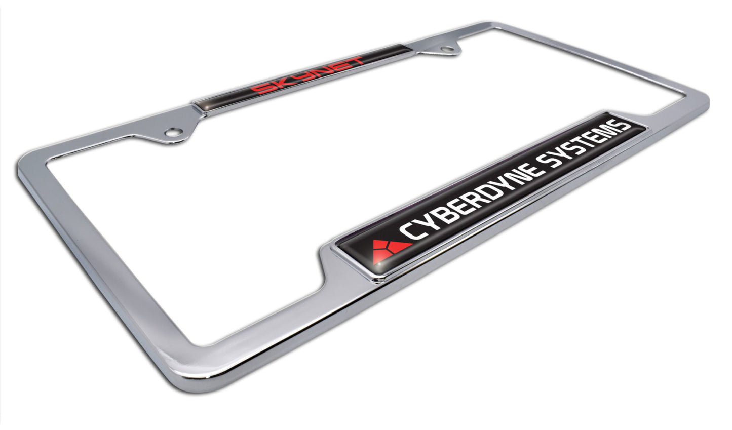 Terminator Cyberdyne Systems Skynet Chrome Metal Open License Plate Frame