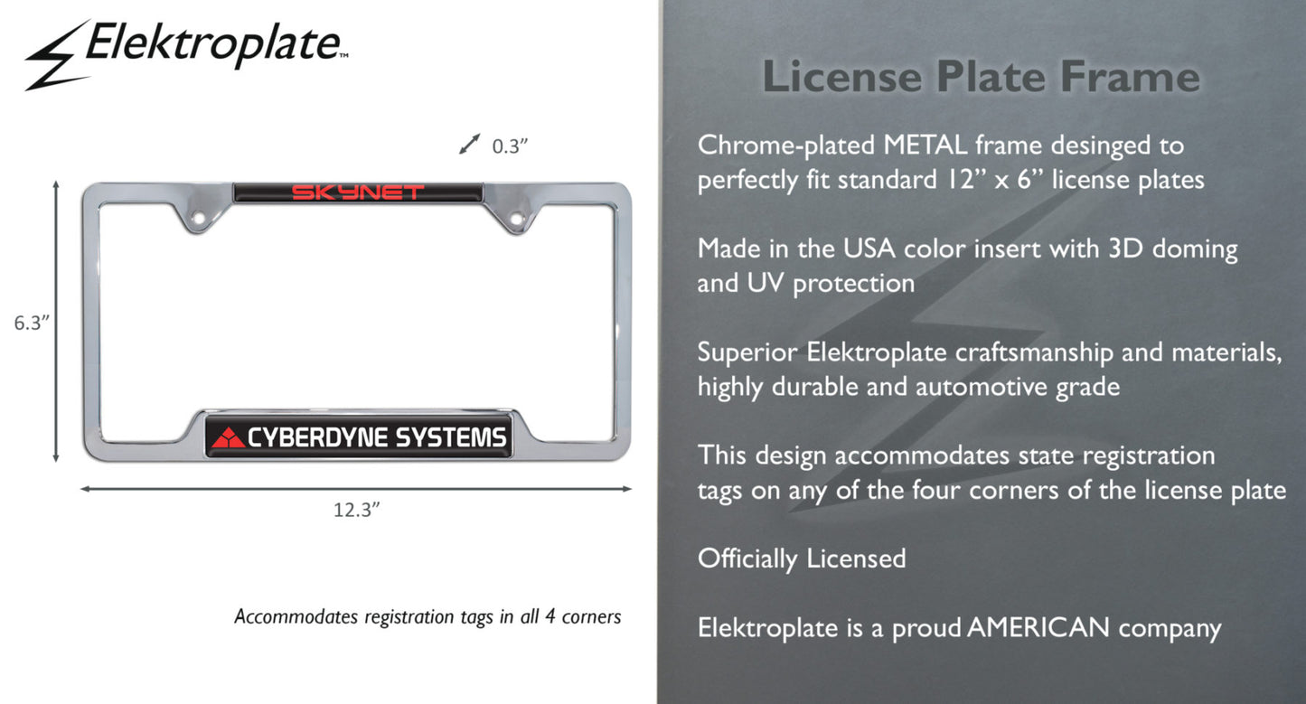Terminator Cyberdyne Systems Skynet Chrome Metal Open License Plate Frame