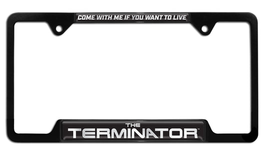 Terminator Come With Me Open Black Metal License Plate Frame