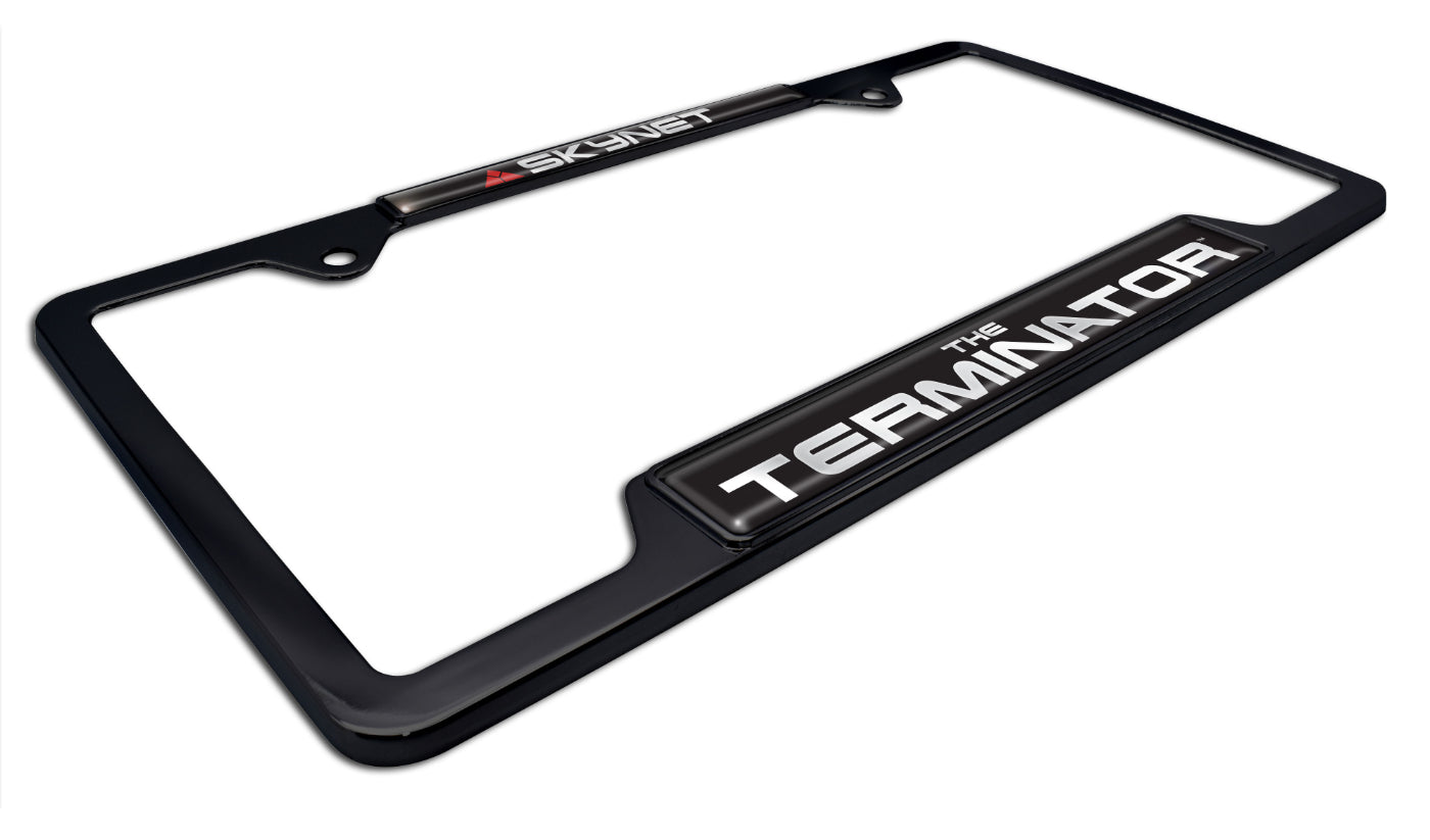 Terminator Skynet Open Black Metal License Plate Frame
