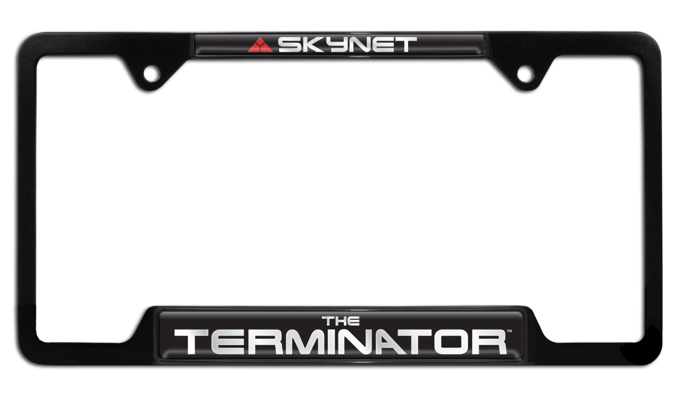 Terminator Skynet Open Black Metal License Plate Frame
