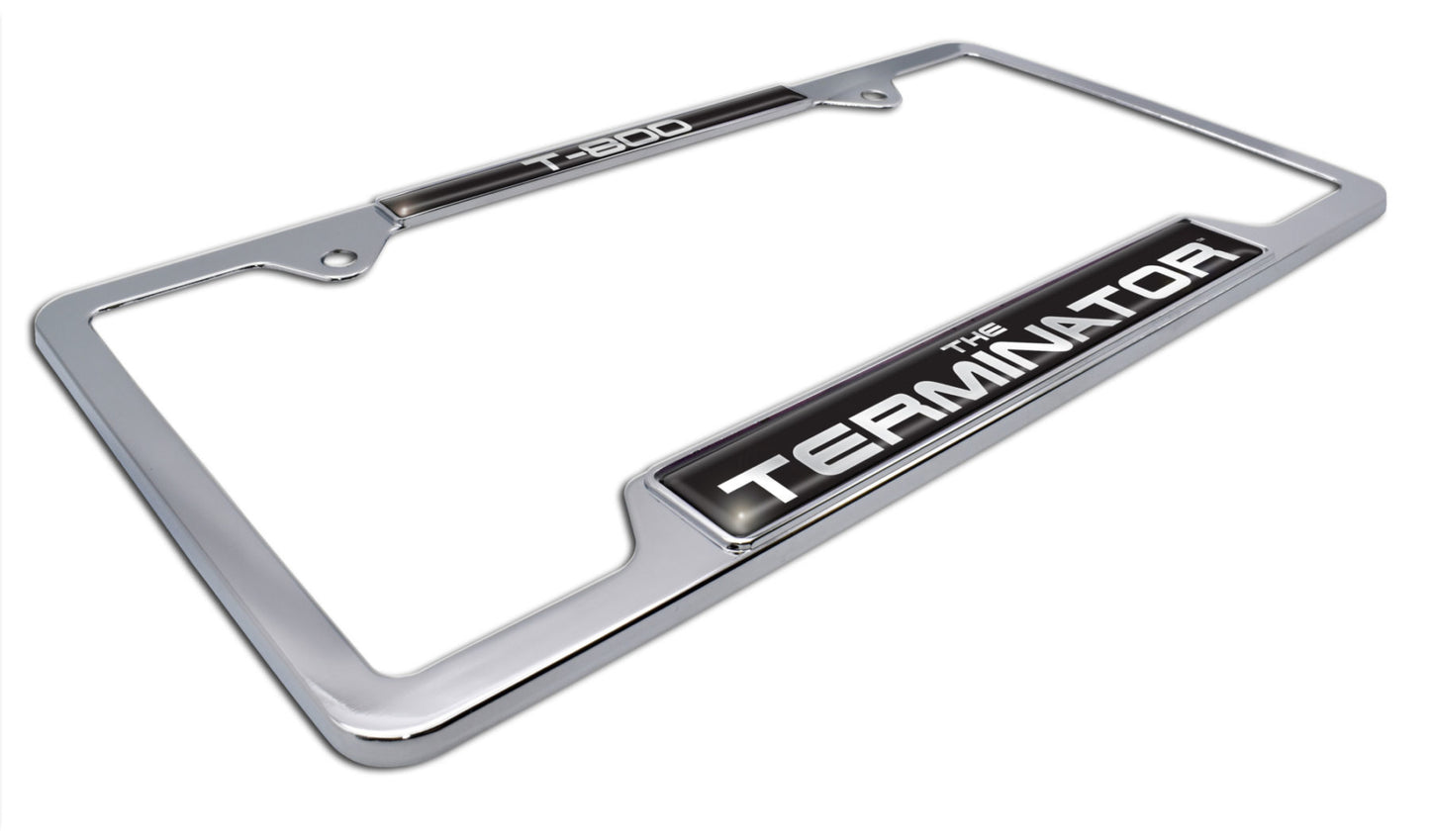 Terminator T-800 Shiny Chrome Metal Open License Plate Frame