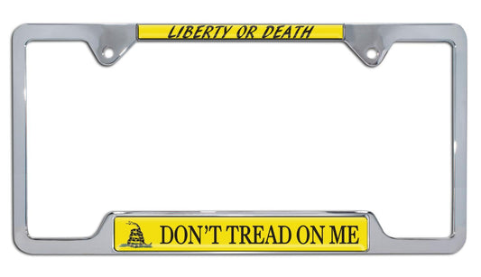 Don't Tread on Me Chrome Open Metal License Plate Frame