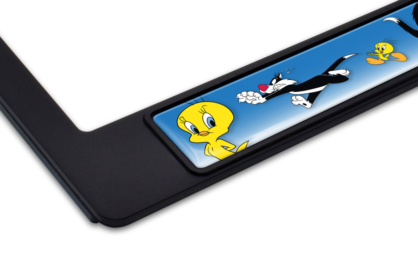 Tweety Bird & Sylvester Black Metal License Plate Frame