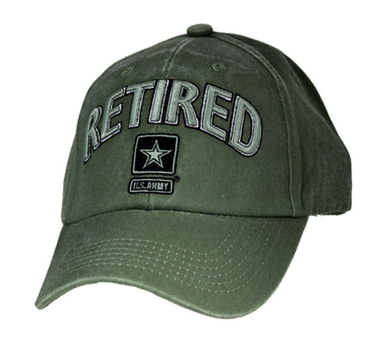 U.S. Army Retired Hat / Insignia Washed OD Green Baseball Cap